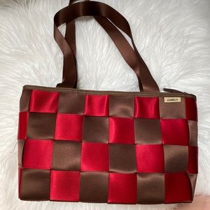 Comely Red/Brown Seatbelt Shoulder Bag
